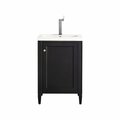 James Martin Vanities Britannia 24in Single Vanity, Black Onyx w/ White Glossy Composite Stone Top E652V24BKOWG